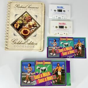 Vtg 90s Deal a Meal LOT Richard Simmons TAKE A WALK Audio TAPES + GOLD COOKBOOK